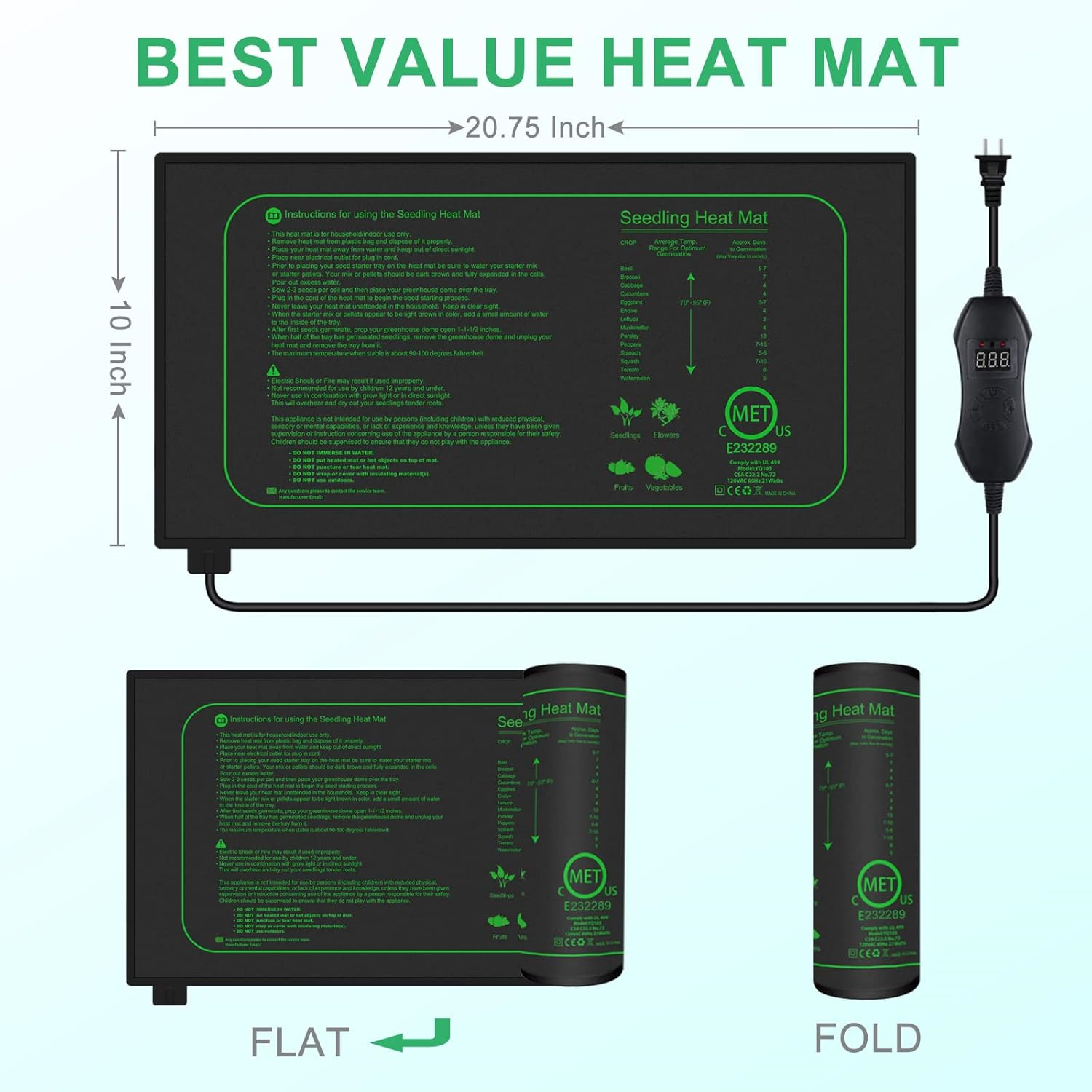 Seedling Heat Mat With Digital - огляд і ціна Seedling Heat Pad